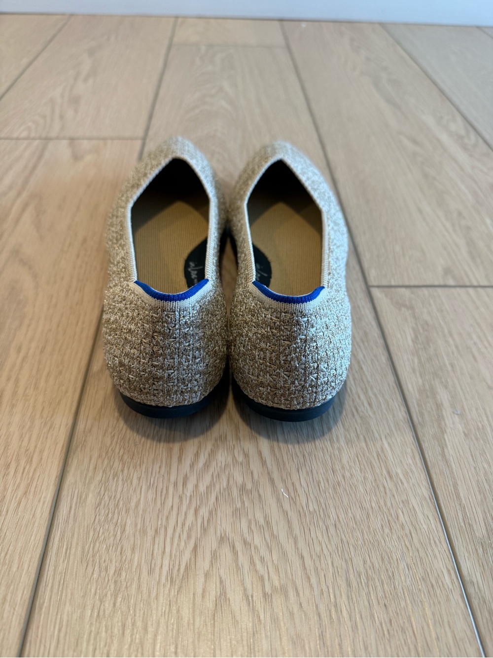 Rothy's Pointed Tweed Flats with Blue Heel Trim - Picture 3 of 6